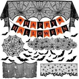 38pcs Halloween Decorations Banner Indoor Set Halloween Table Cover Creepy Cloth